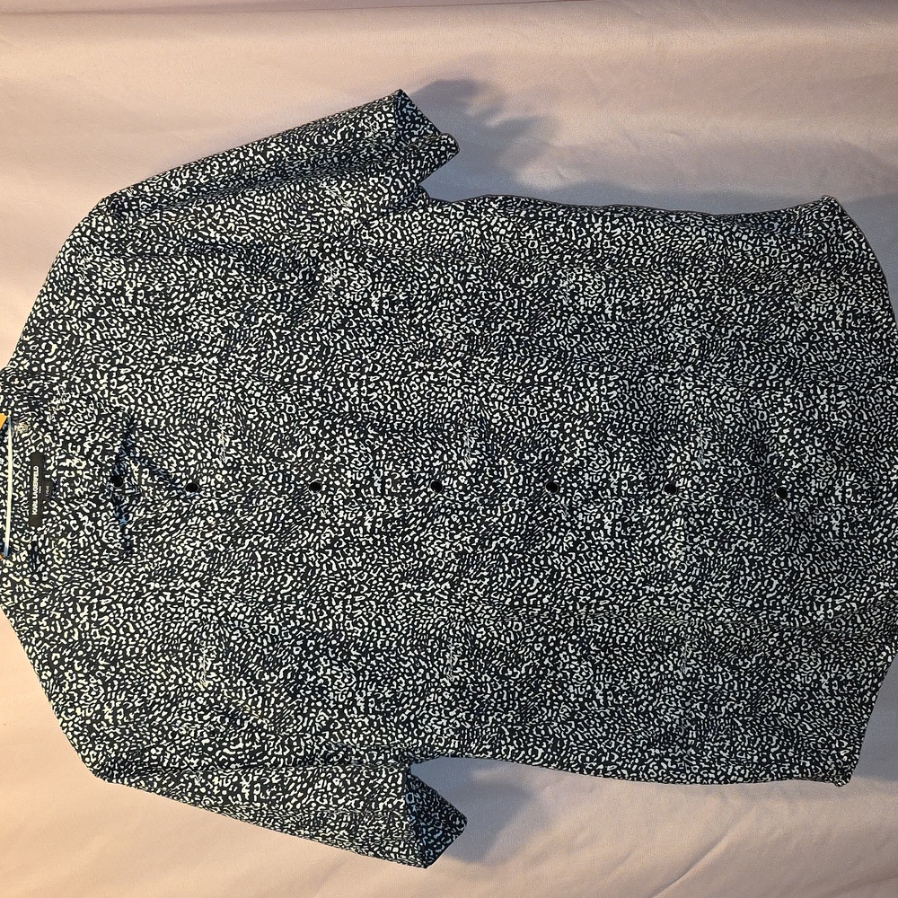 Karl Lagerfeld Monochrome Abstract Design Button Up Mens Large Black & White